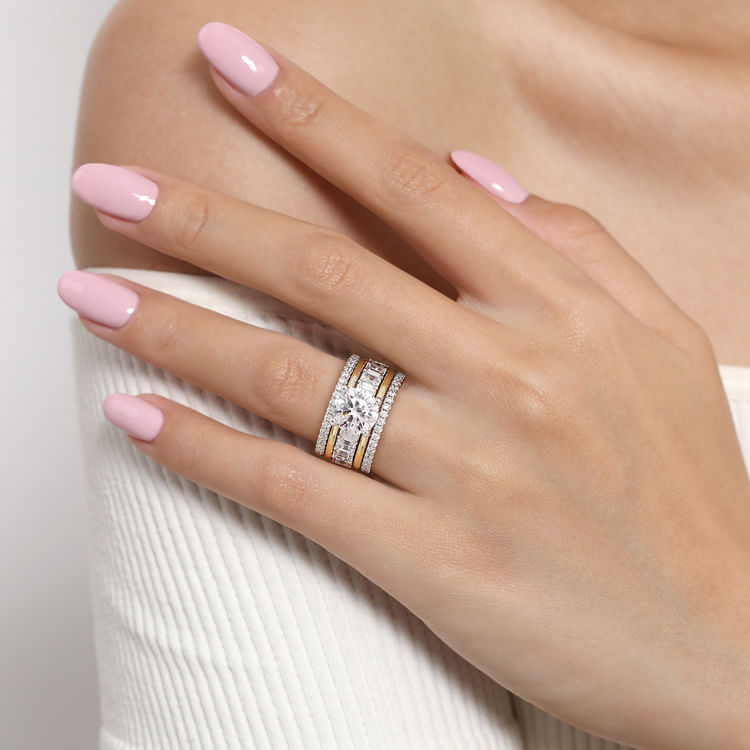 Shirah - 14K White-Yellow Gold Round Diamond Engagement Ring