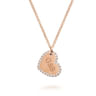 Sideways 14K Rose Gold Engraved Heart Pendant Necklace with Diamond Frame - 0.14 ct