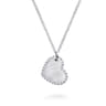 Sideways 14K White Gold Engraved Heart Pendant Necklace with Diamond Frame - 0.14 ct