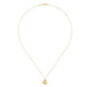 Sideways 14K Yellow Gold Engraved Heart Pendant Necklace with Diamond Frame - 0.14 ct