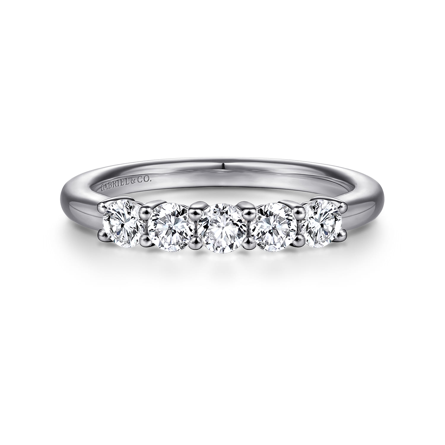 Straight Wedding Ring in 14k White Gold with Round Natural Diamond at Gabriel & Co. - Shot 1