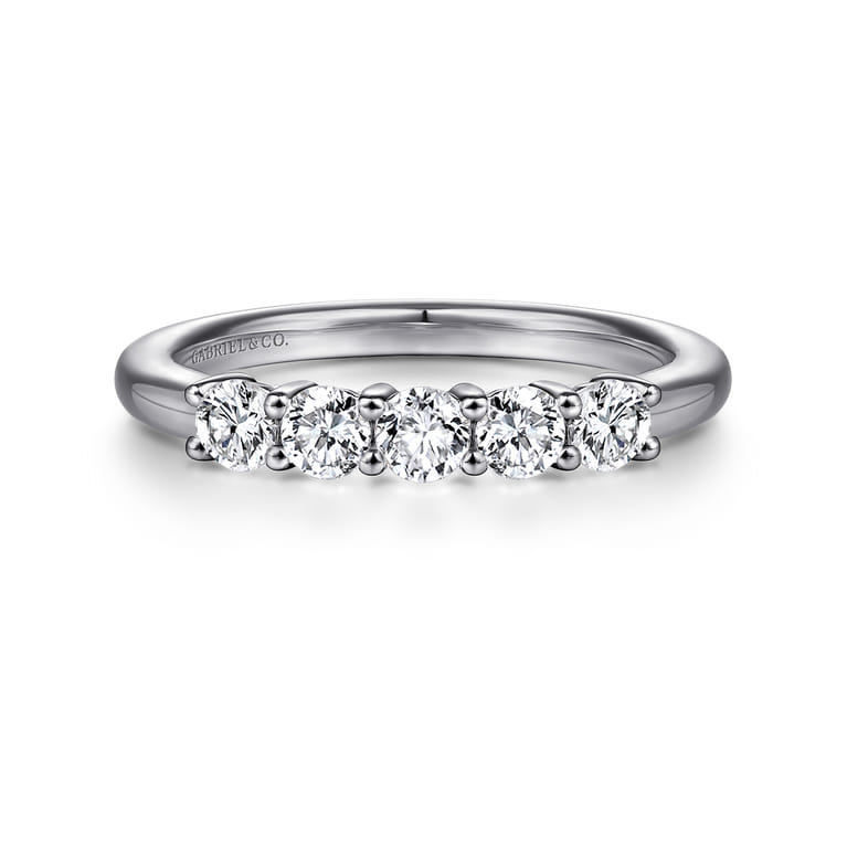 Straight Wedding Ring in 14k White Gold with Round Natural Diamond at Gabriel & Co. - Shot 1