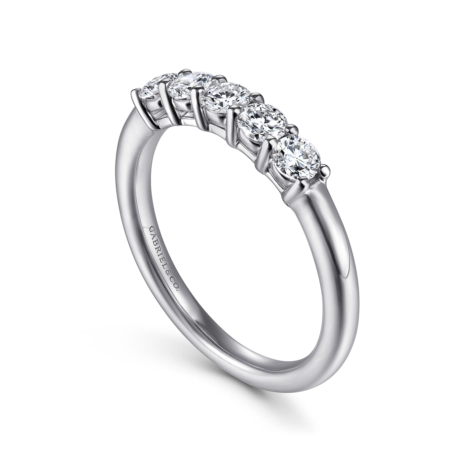 Straight Wedding Ring in 14k White Gold with Round Natural Diamond at Gabriel & Co. - Shot 3