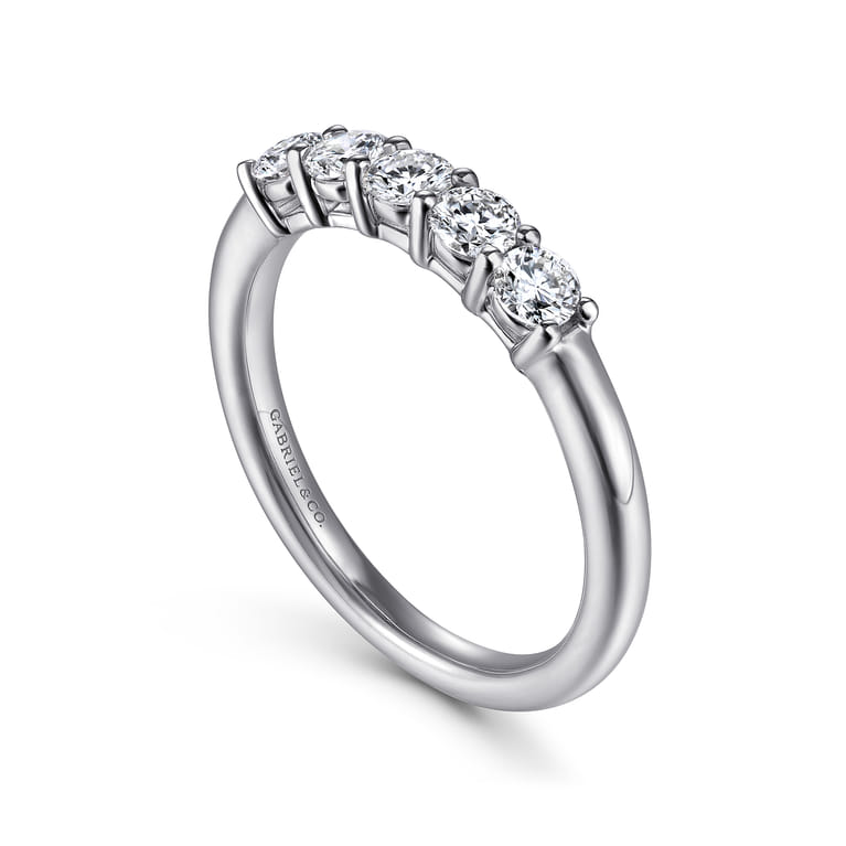 Straight Wedding Ring in 14k White Gold with Round Natural Diamond at Gabriel & Co. - Shot 3