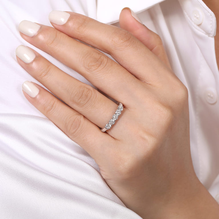 Straight Wedding Ring in 14k White Gold with Round Natural Diamond at Gabriel & Co. - Shot 5