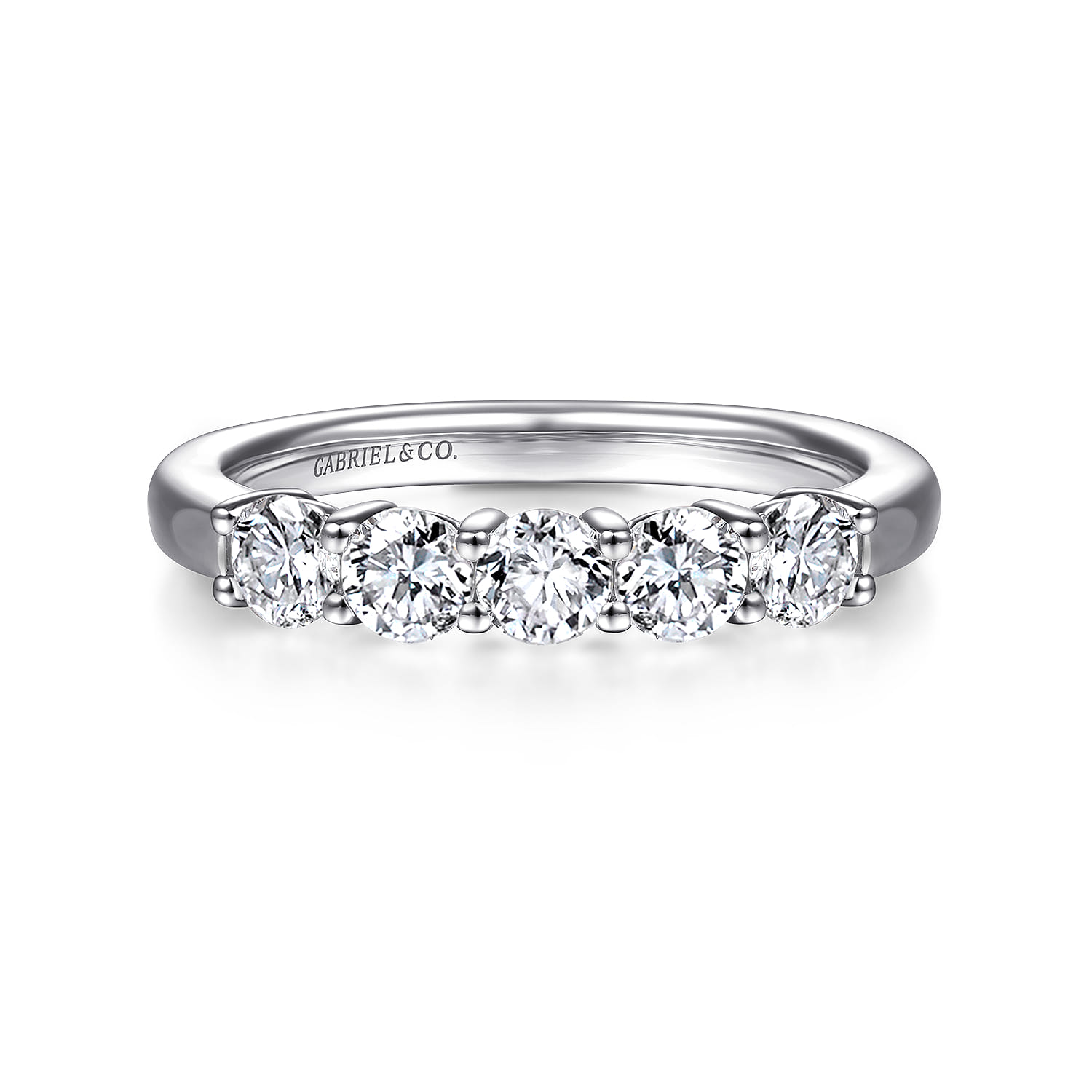 Straight Wedding Ring in 14k White Gold with Round Natural Diamond at Gabriel & Co. - Shot 1