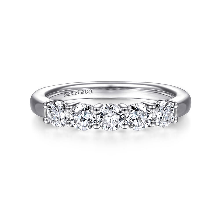 Straight Wedding Ring in 14k White Gold with Round Natural Diamond at Gabriel & Co. - Shot 1