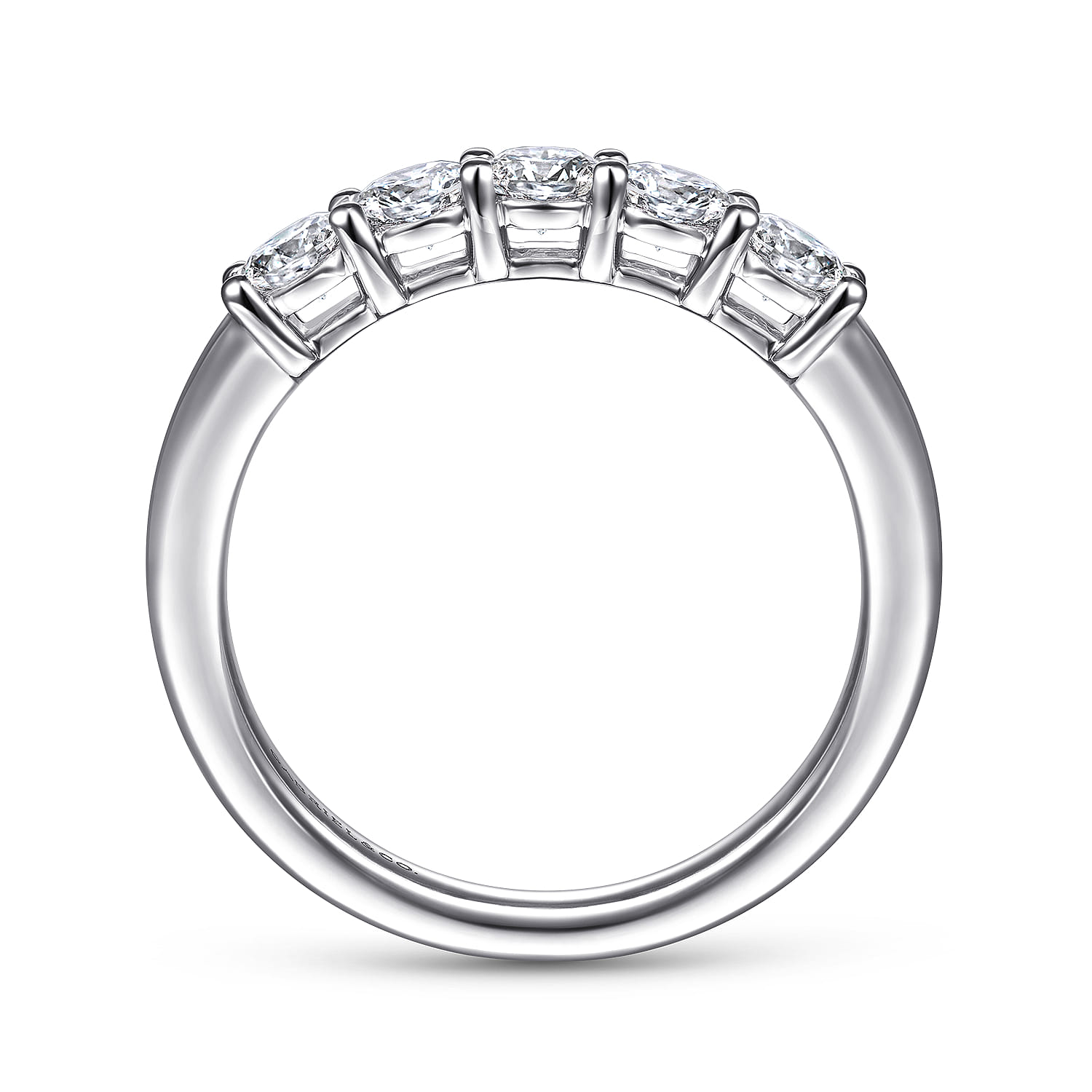 Straight Wedding Ring in 14k White Gold with Round Natural Diamond at Gabriel & Co. - Shot 2
