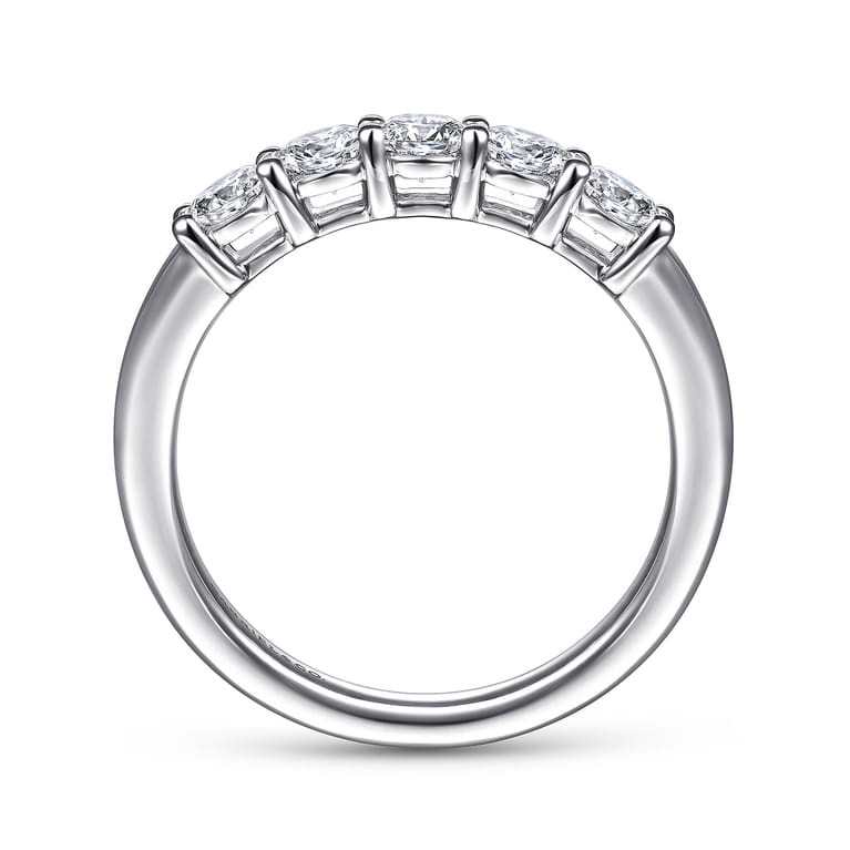 Straight Wedding Ring in 14k White Gold with Round Natural Diamond at Gabriel & Co. - Shot 2