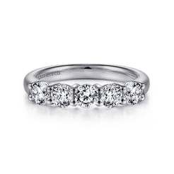 14K White Gold 5 Stone Diamond Anniversary Band