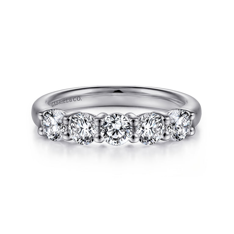 Fancy Wedding Ring in 14k White Gold with Round Natural Diamond at Gabriel & Co.