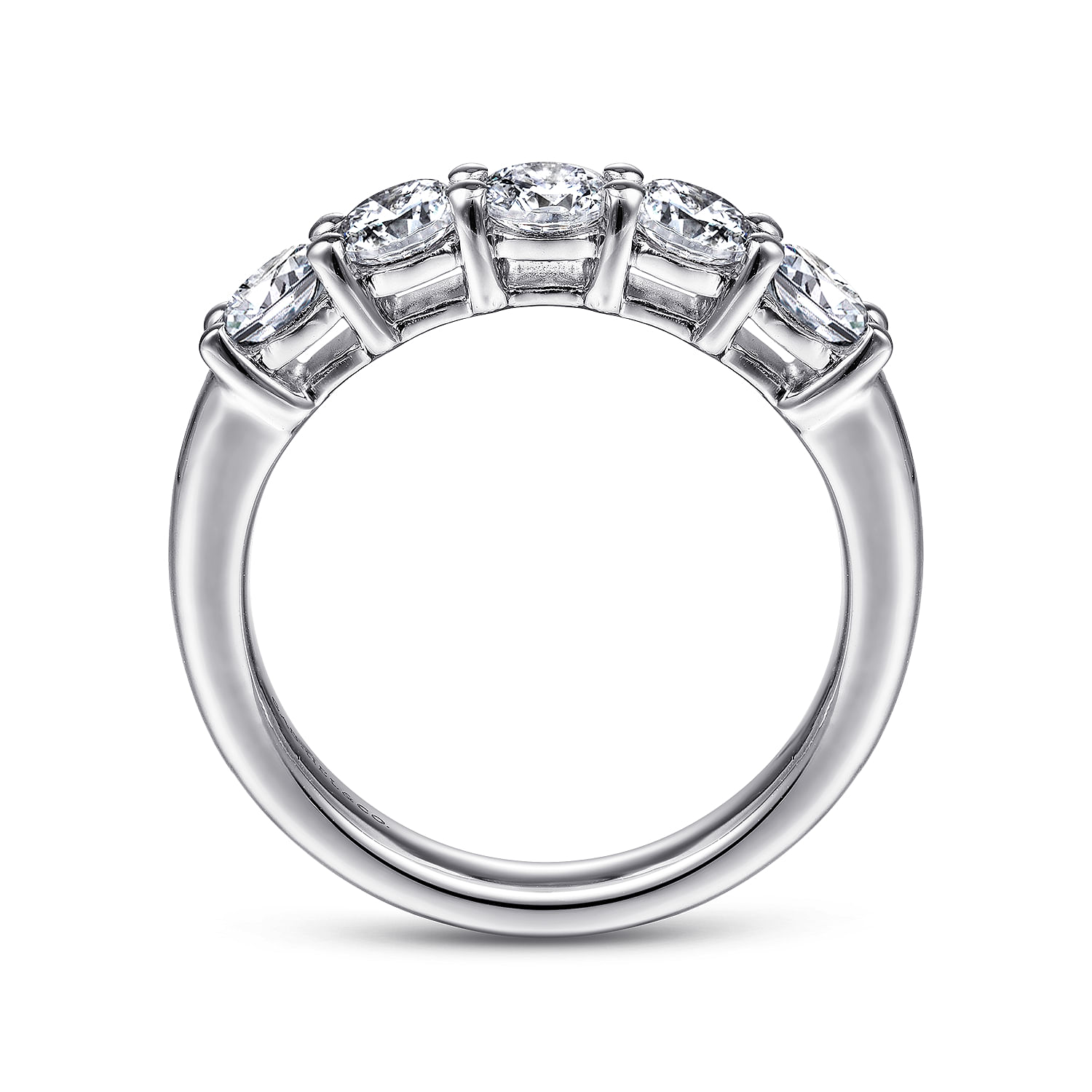 Fancy Wedding Ring in 14k White Gold with Round Natural Diamond at Gabriel & Co. - Shot 2