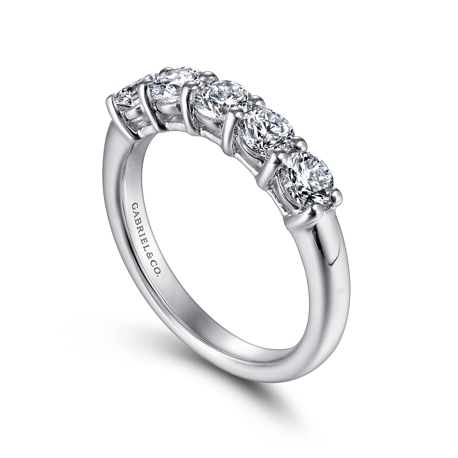 Fancy Wedding Ring in 14k White Gold with Round Natural Diamond at Gabriel & Co. - Shot 3