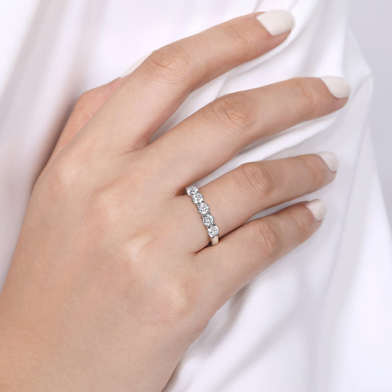 Fancy Wedding Ring in 14k White Gold with Round Natural Diamond at Gabriel & Co. - Shot 5