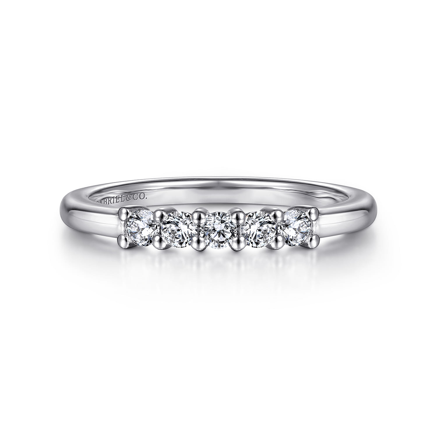 Straight Wedding Ring in 14k White Gold with Round Natural Diamond at Gabriel & Co. - Shot 1