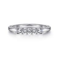 Siena - 14K White Gold 5 Stone Shared Prong Diamond Anniversary Band