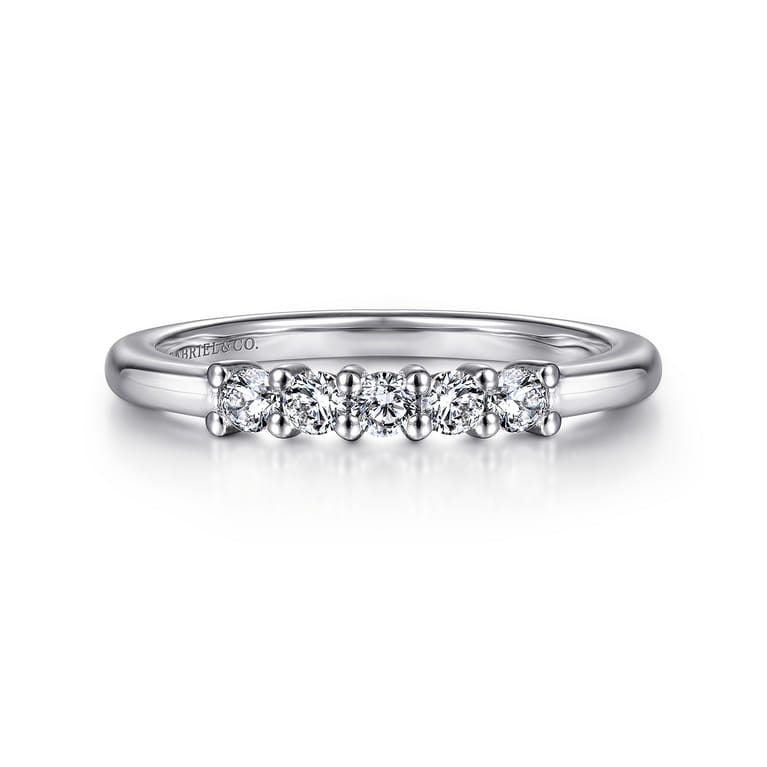 Straight Wedding Ring in 14k White Gold with Round Natural Diamond at Gabriel & Co. - Shot 1