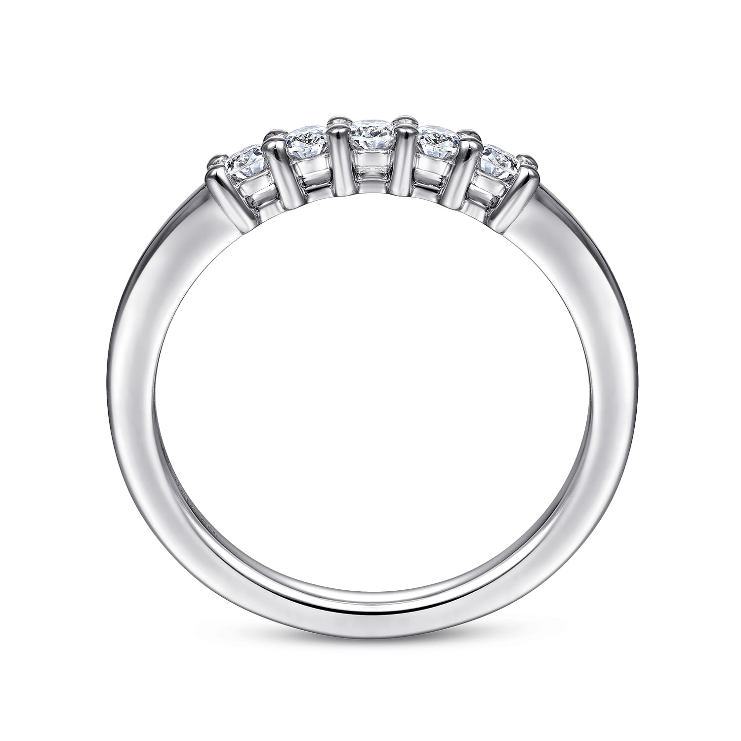 Straight Wedding Ring in 14k White Gold with Round Natural Diamond at Gabriel & Co. - Shot 2