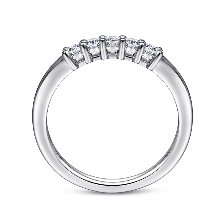 Straight Wedding Ring in 14k White Gold with Round Natural Diamond at Gabriel & Co. - Shot 2