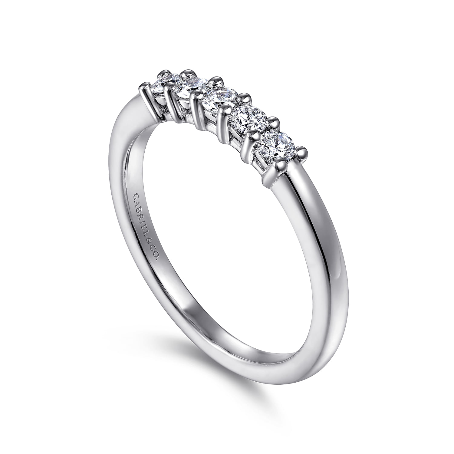 Straight Wedding Ring in 14k White Gold with Round Natural Diamond at Gabriel & Co. - Shot 3