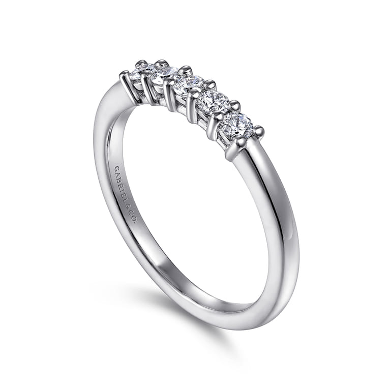 Straight Wedding Ring in 14k White Gold with Round Natural Diamond at Gabriel & Co. - Shot 3
