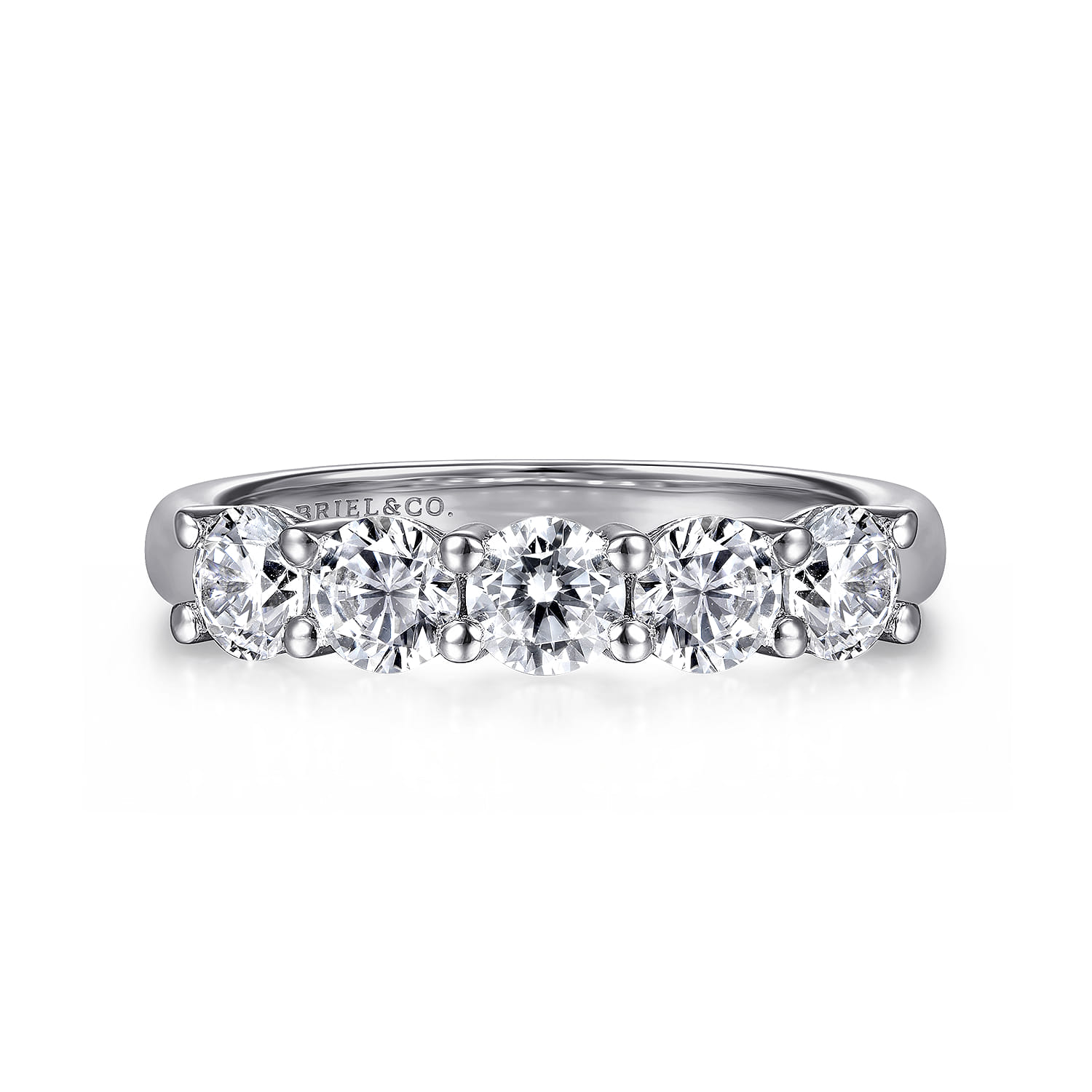 Fancy Wedding Ring in 14k White Gold with Round Natural Diamond at Gabriel & Co. - Shot 1