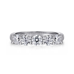 Siena - 14K White Gold 5 Stone Shared Prong Diamond Anniversary Band