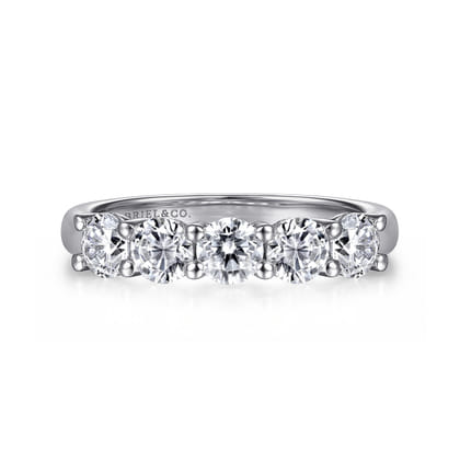 Siena - 14K White Gold 5 Stone Shared Prong Diamond Anniversary Band