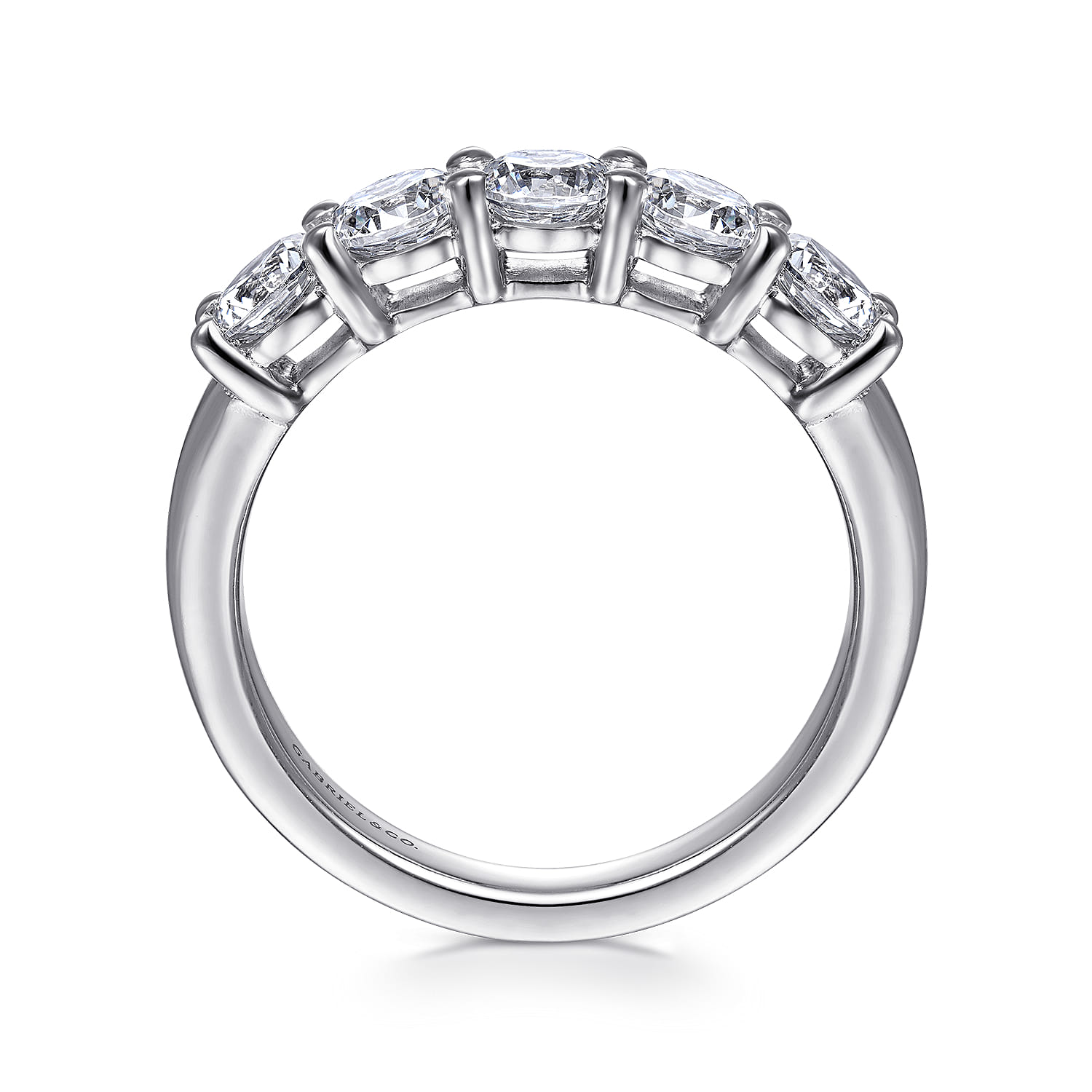 Fancy Wedding Ring in 14k White Gold with Round Natural Diamond at Gabriel & Co. - Shot 2