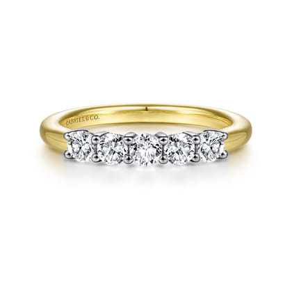 Siena - 14K White-Yellow Gold 5 Stone Diamond Anniversary Band