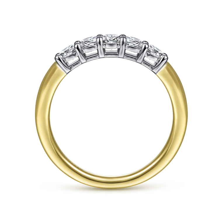 Straight Wedding Ring in 14k Yellow/white Gold with Round Natural Diamond at Gabriel & Co. - Shot 2