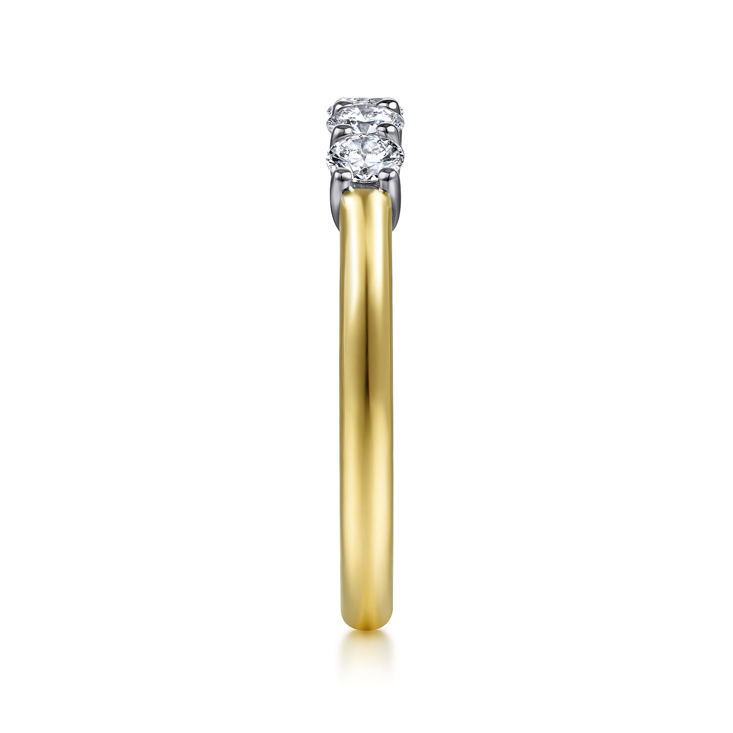 Straight Wedding Ring in 14k Yellow/white Gold with Round Natural Diamond at Gabriel & Co. - Shot 4