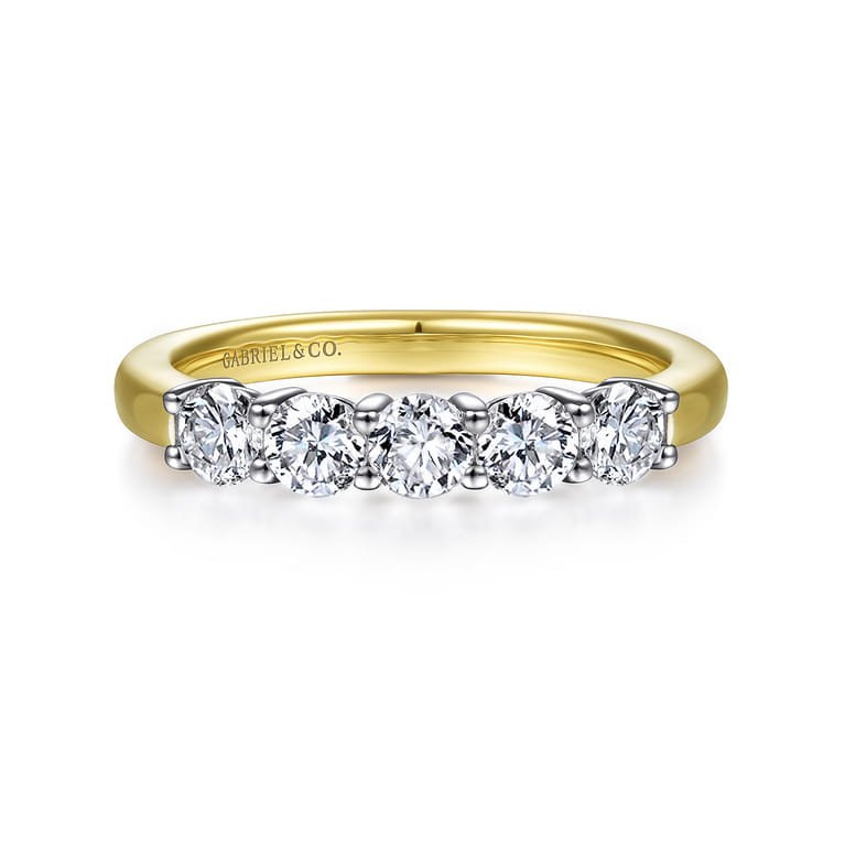 Straight Wedding Ring in 14k Yellow/white Gold with Round Natural Diamond at Gabriel & Co. - Shot 1
