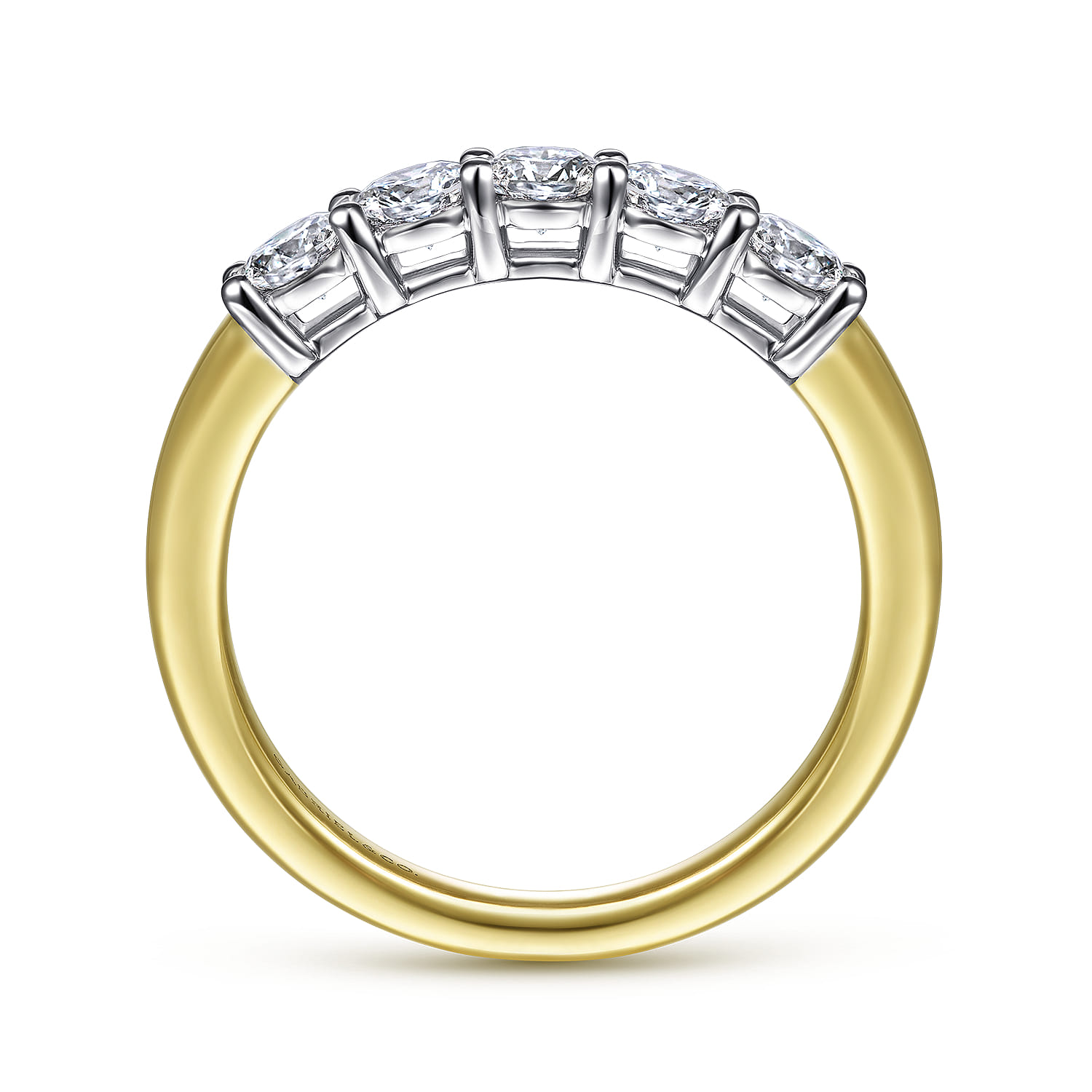 Straight Wedding Ring in 14k Yellow/white Gold with Round Natural Diamond at Gabriel & Co. - Shot 2