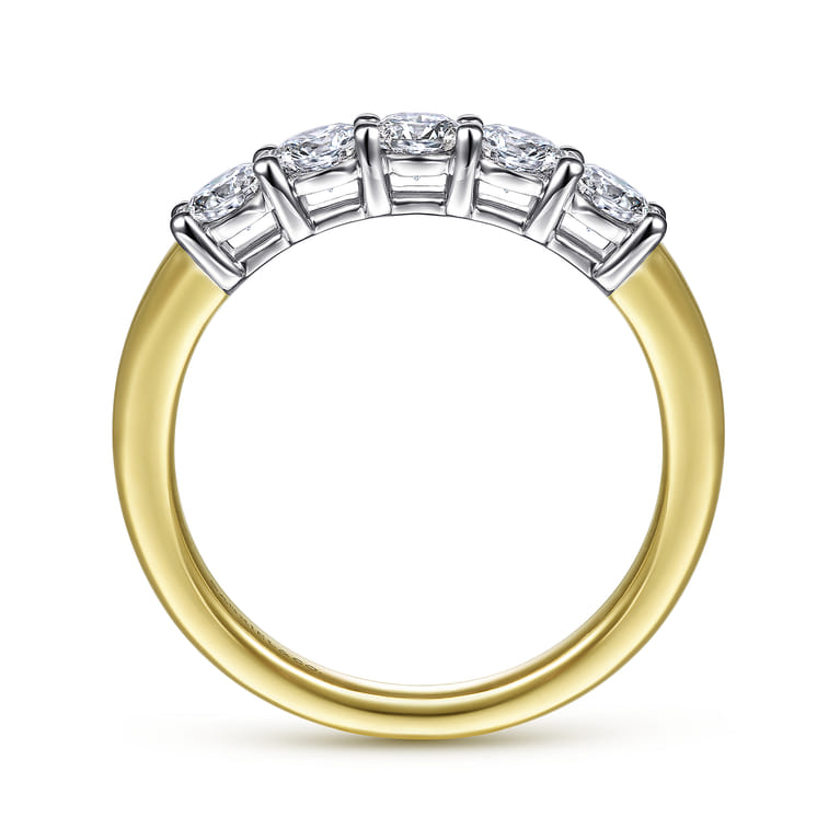 Straight Wedding Ring in 14k Yellow/white Gold with Round Natural Diamond at Gabriel & Co. - Shot 2