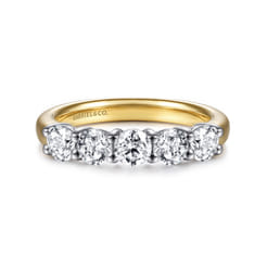Siena - 14K White-Yellow Gold 5 Stone Diamond Anniversary Band