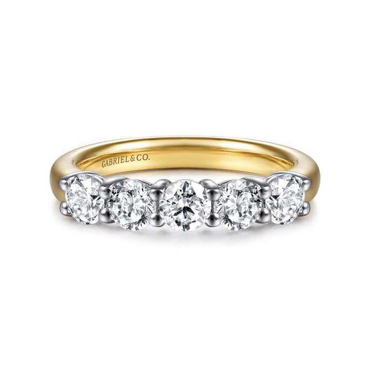 Fancy Wedding Ring in 14k Yellow/white Gold with Round Natural Diamond at Gabriel & Co. - Shot 1