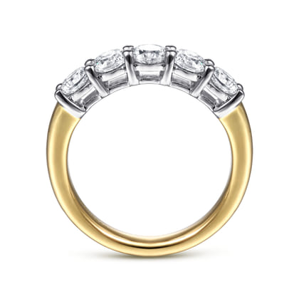 Siena - 14K White-Yellow Gold 5 Stone Diamond Anniversary Band
