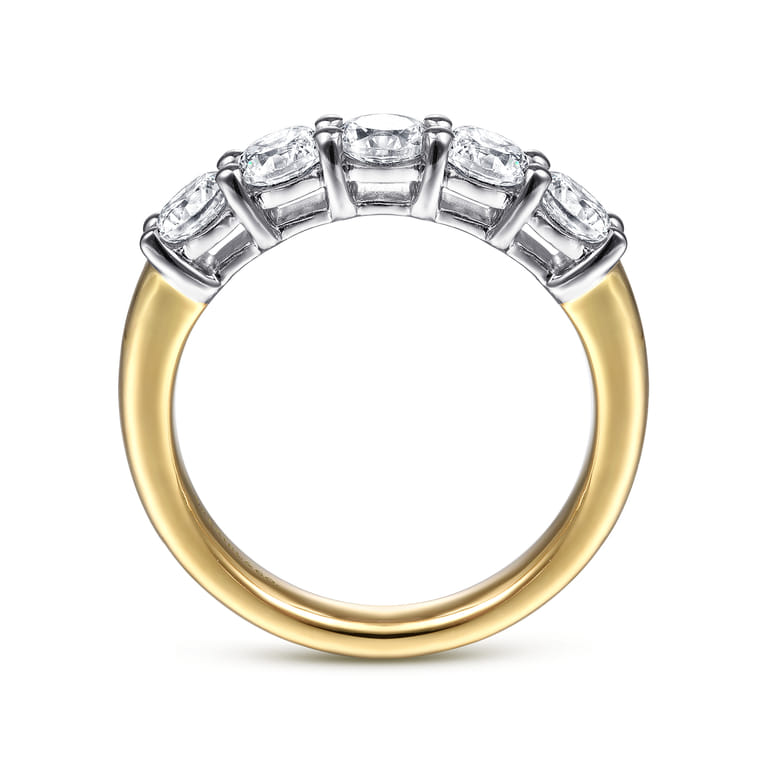 Fancy Wedding Ring in 14k Yellow/white Gold with Round Natural Diamond at Gabriel & Co. - Shot 2