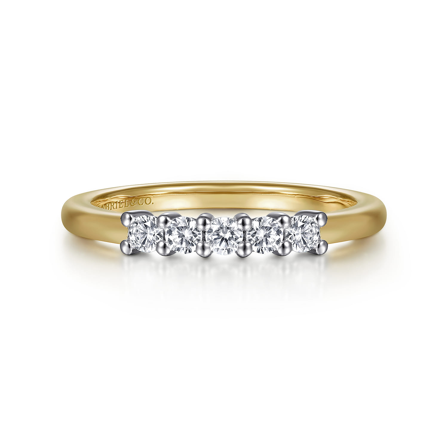Straight Wedding Ring in 14k Yellow/white Gold with Round Natural Diamond at Gabriel & Co. - Shot 1