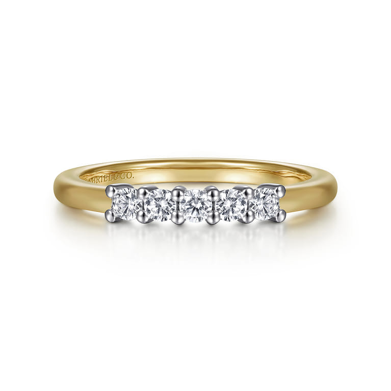 Straight Wedding Ring in 14k Yellow/white Gold with Round Natural Diamond at Gabriel & Co. - Shot 1