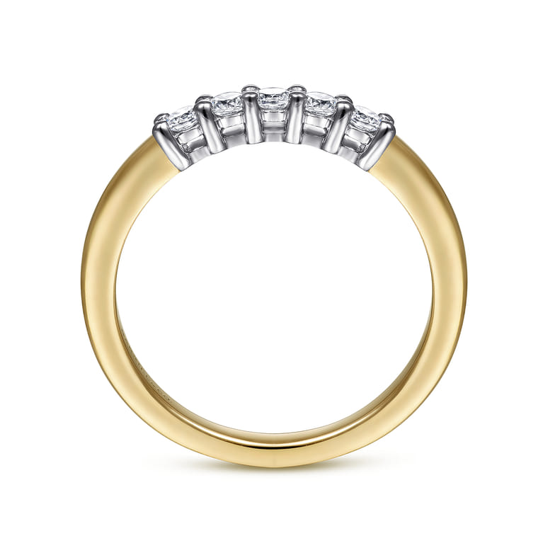 Straight Wedding Ring in 14k Yellow/white Gold with Round Natural Diamond at Gabriel & Co. - Shot 2