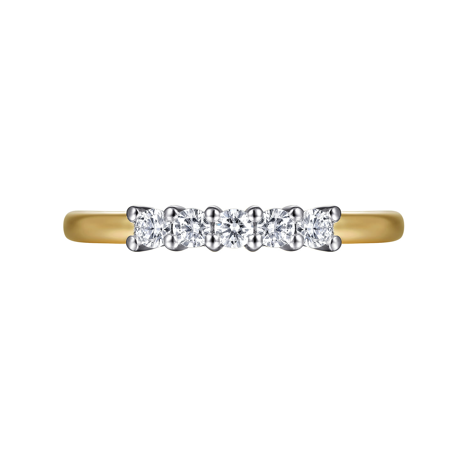 Straight Wedding Ring in 14k Yellow/white Gold with Round Natural Diamond at Gabriel & Co. - Shot 6