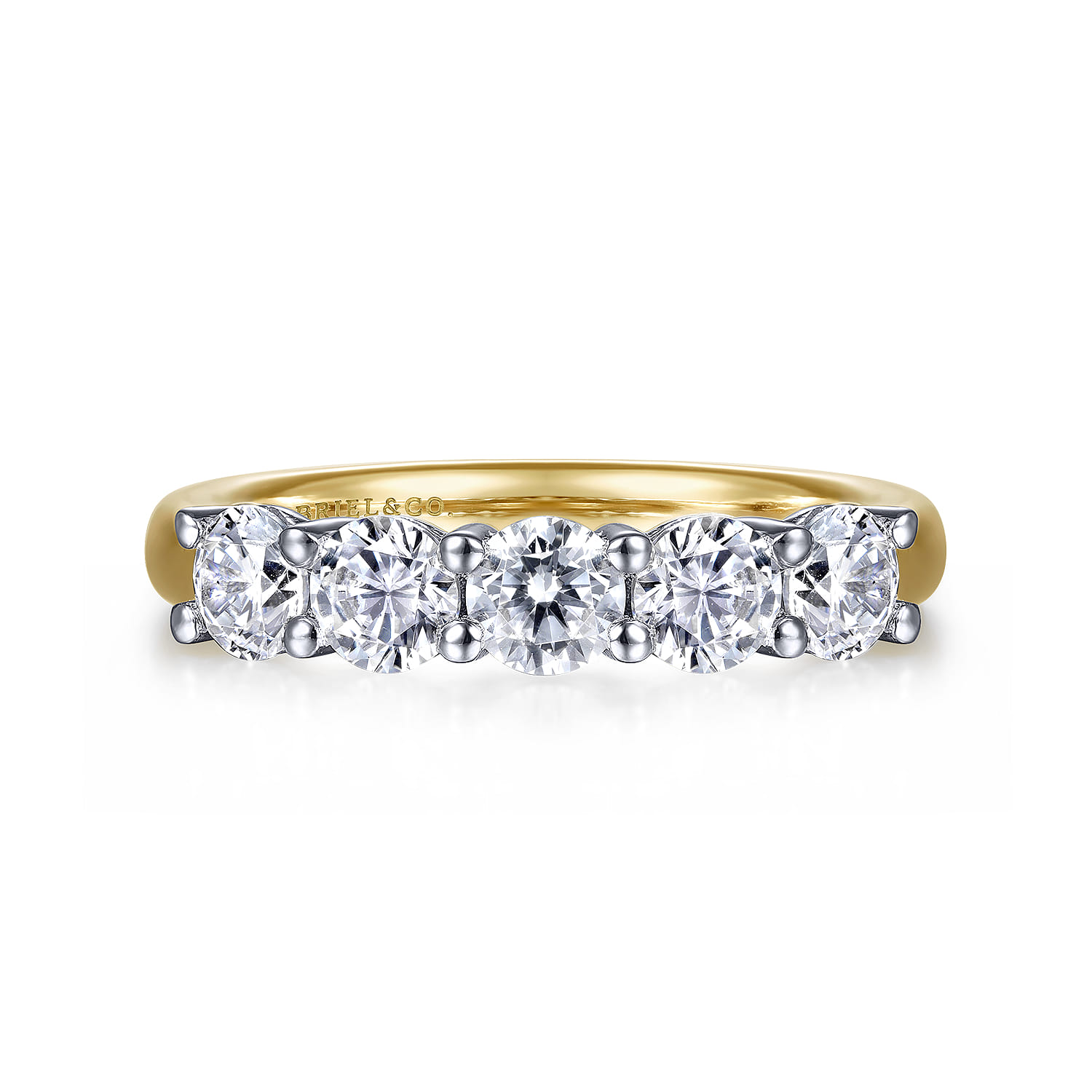 Fancy Wedding Ring in 14k Yellow/white Gold with Round Natural Diamond at Gabriel & Co. - Shot 1