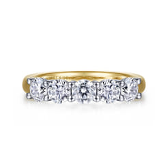 Siena - 14K White-Yellow Gold 5 Stone Shared Prong Diamond Anniversary Band