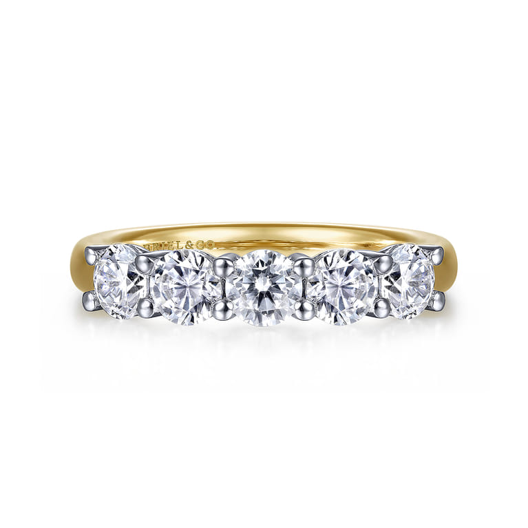 Fancy Wedding Ring in 14k Yellow/white Gold with Round Natural Diamond at Gabriel & Co. - Shot 1