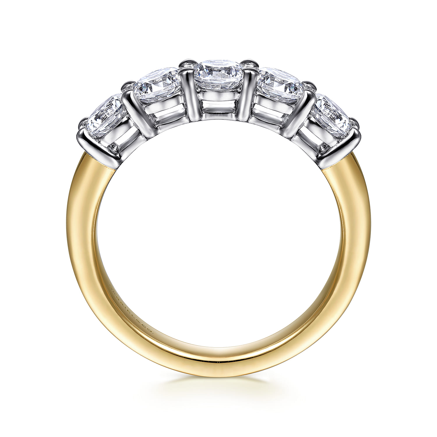 Fancy Wedding Ring in 14k Yellow/white Gold with Round Natural Diamond at Gabriel & Co. - Shot 2