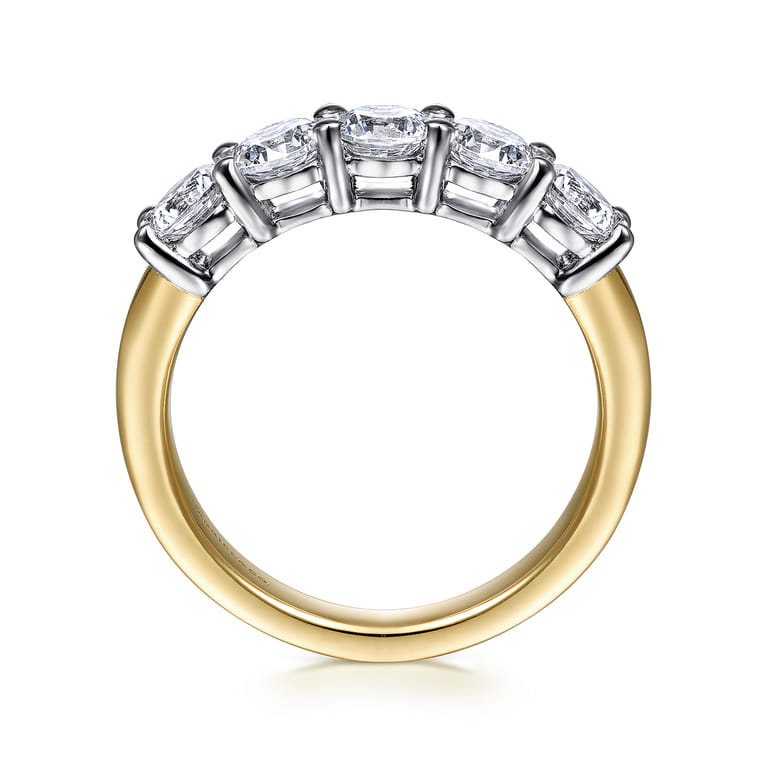 Fancy Wedding Ring in 14k Yellow/white Gold with Round Natural Diamond at Gabriel & Co. - Shot 2