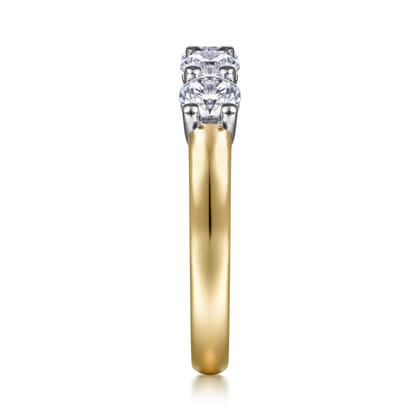Siena - 14K White-Yellow Gold 5 Stone Shared Prong Diamond Anniversary Band