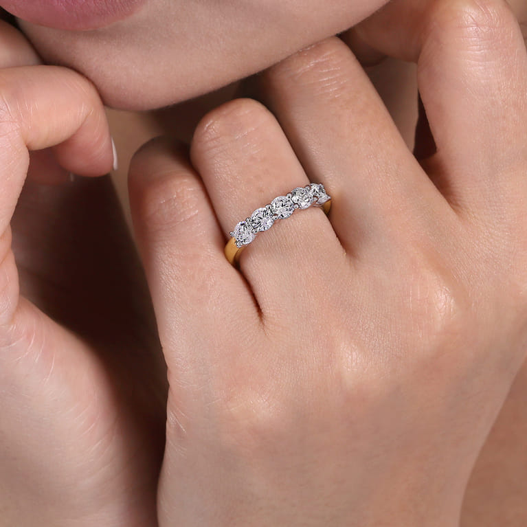 Fancy Wedding Ring in 14k Yellow/white Gold with Round Natural Diamond at Gabriel & Co. - Shot 5